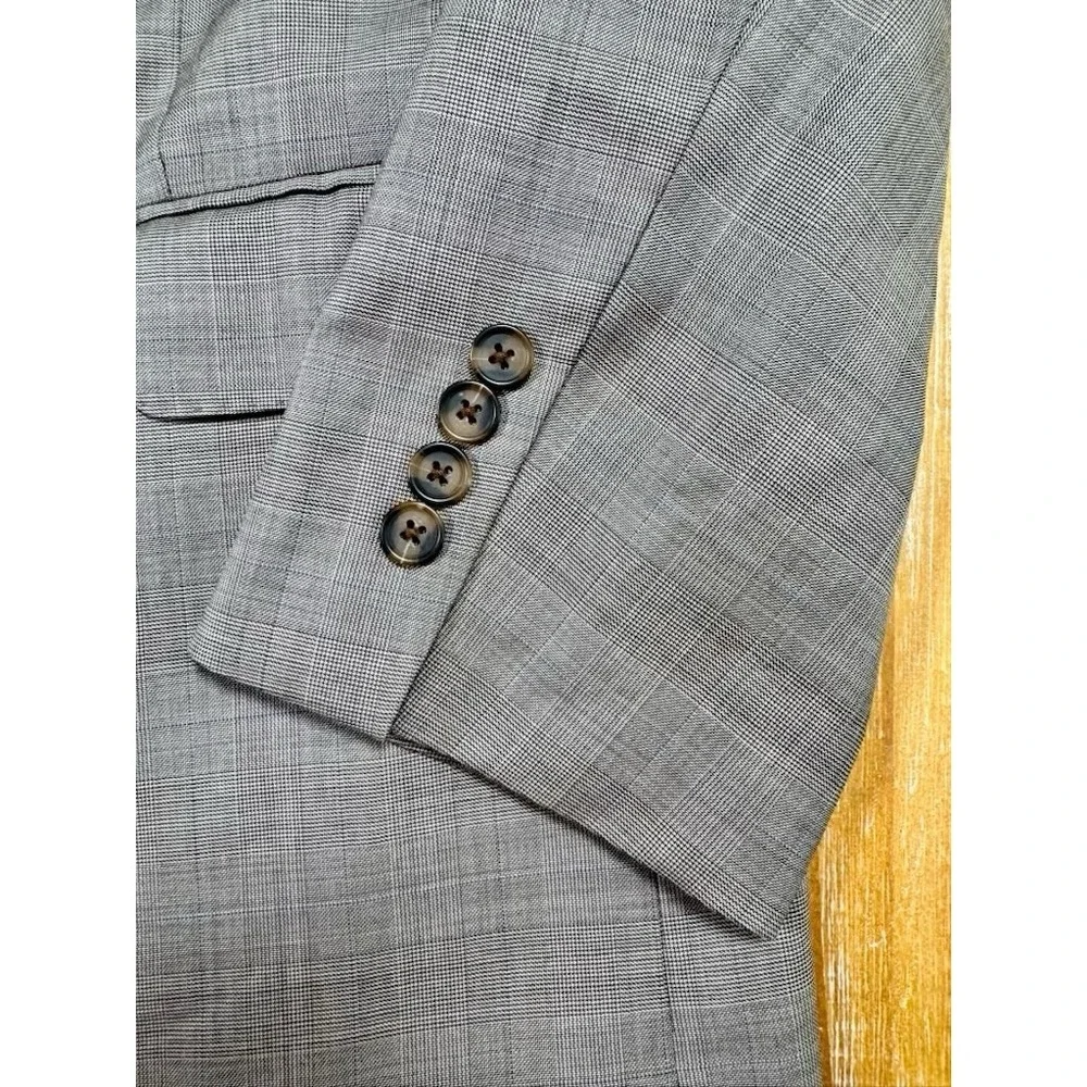 Brooks Brothers 346 Blazer Mens 46L Brown Wool Glen Plaid Sport Coat B8